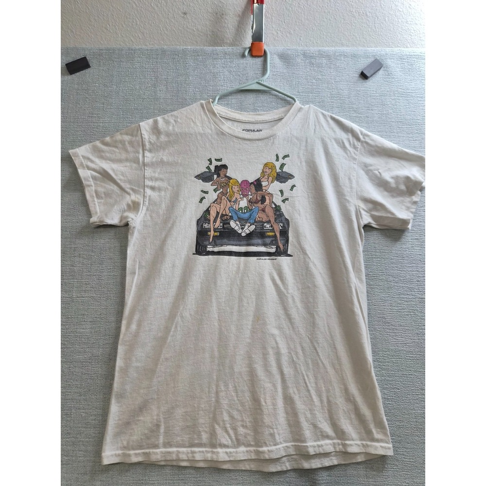 Popular Demand T Shirt Womens Medium Beige Graphic Cotton Streetwear Casual